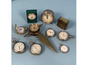 Lot Of Pocketwatches And An Alarm Clock