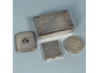Gorham Sterling Silver Cigarette Box, Together With A Cigarette Case And Two Compacts