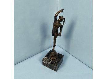 20th Century Bronze Sculpture After Giambologna Depicting Mercury On A Marble Base