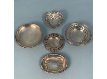 Four Sterling Silver Dishes And A Mexican Coin Silver (.900) Dish