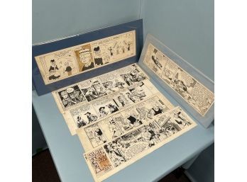 Lot Of Six Original Comic Strips By Ham Fischer, John Cullen Murphy, George Wunder, Frank Miller, Chas. Kuhn