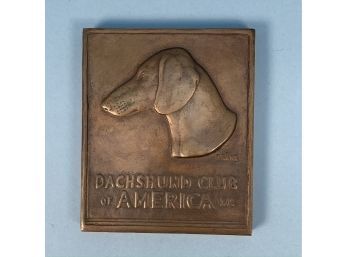 Katherine Ward Lane Weems (Amer., 1899-1989) Dachshund Club Of American Bronze Plaque