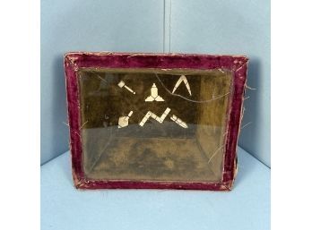 Masonic Diorama Displaying Tool Symbols Made Of Bone