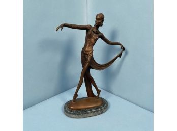 After Joseph Lorenzo, Art Deco Style Bronze Sculpture Depicting A Dancer