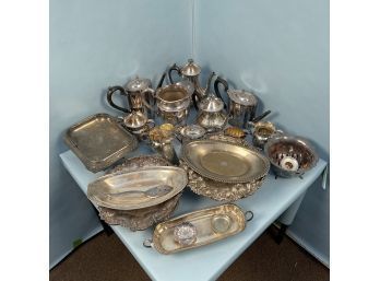 Large Lot Of Assorted Silverplate