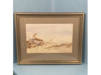 Jan De Leener (Belgian/Australian, 1873-1944) Orientalist View Edge Of The CIty, Watercolor