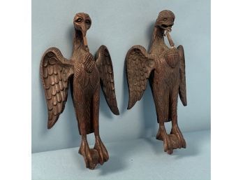 Pair Of Schimmel Style Carved Eagle Figures