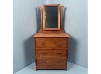 Early 20th C. Child's Pine Chest Of Drawers With Mirror