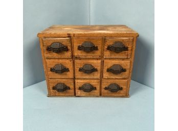 Late 19th Century Ash Counter Top 9 Drawer Apothecary Cabinet