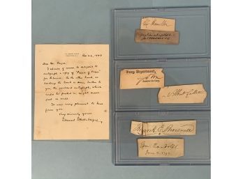 Cropped Signature Alexander Hamilton & James Monroe Together With 4 Others