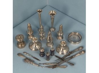 Lot Of Weighted Sterling And Other Table Objects