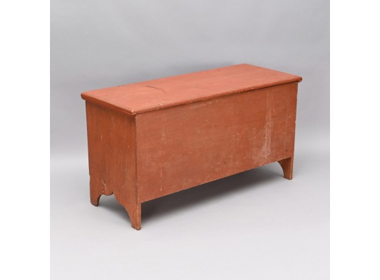 New England Pine Six-Board Blanket Box In Red Paint