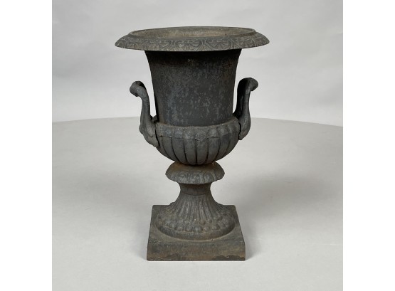 Cast-Iron Garden Urn In Black Paint, Twentieth Century