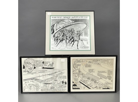 Gene Mack (American 1890-1953 ). Three Cartoons Depicting The Rockingham Race Track In Salem, New Hampshire