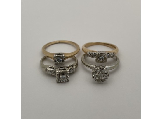 Four Ladies 14k Gold Diamond Rings