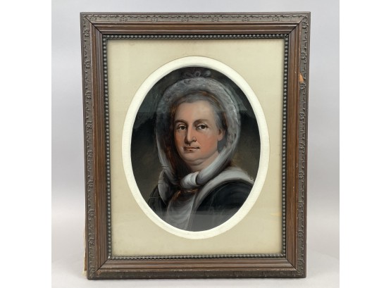 Portrait Depicting Martha Washington. Reverse Painting On Glass, Nineteenth Century