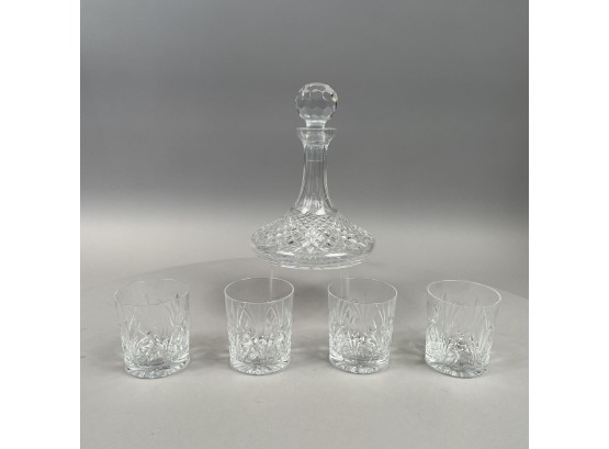 Waterford 'Alana' Cut-Glass Ship's Decanter And Set Of Four 'Marquis' Old Fashioned Glasses, Twentieth Century