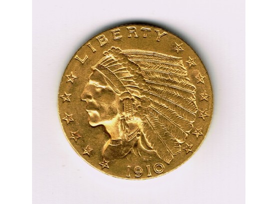 1910 Indian Head 2 1/2 Dollar Gold