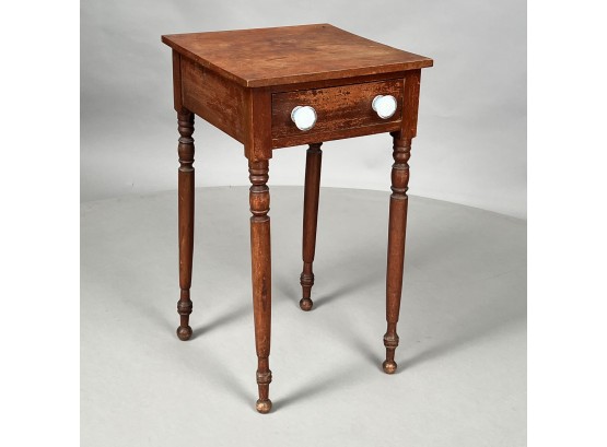 New Hampshire Sheraton Red Stained Birch Two-Drawer Work Table, Circa 1820