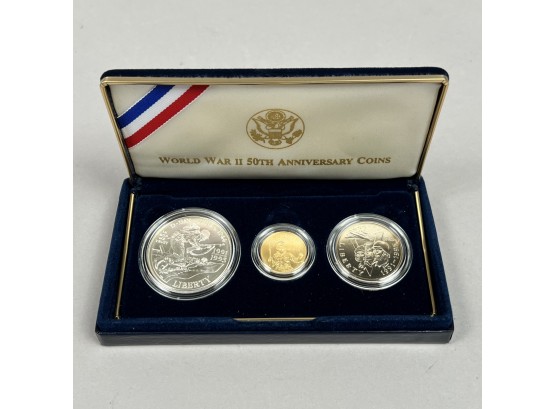 1991-1995 World War II 50TH Anniversary 3 Piece Commemorative Coin Set
