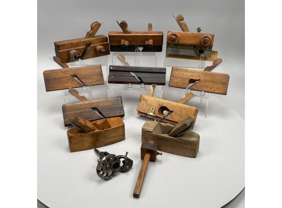 Ten American Oak, Walnut And Maple Planes And Molding Planes & A Gage, Nineteenth And Early Twentieth Century