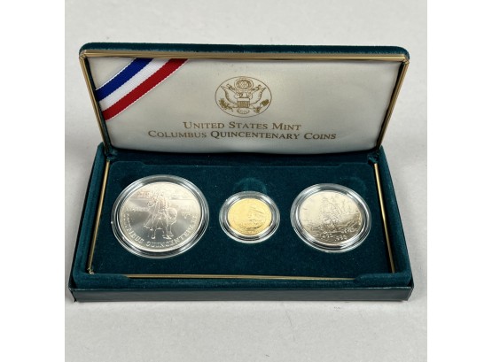 1992 United States Mint Columbus Quincentenary 3 Piece Commemorative Coin Set