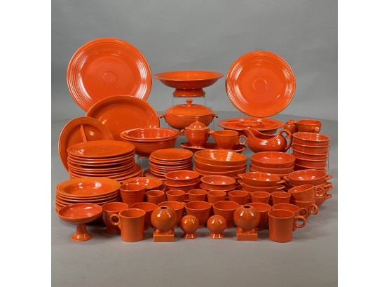 Fiestaware 'Red' Dinner Service, Homer Laughlin China Company, Mid-Twentieth Century
