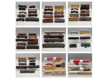Large Group Of American Metal And Plastic Toy Train Cars, Twentieth Century