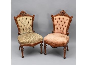 Pair Of Renaissance Revival Carved Walnut And Burl Walnut Side Chairs, John Jelliff & Co., Newark, NJ, C. 1875