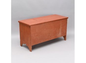 New England Pine Six-Board Blanket Box In Red Paint