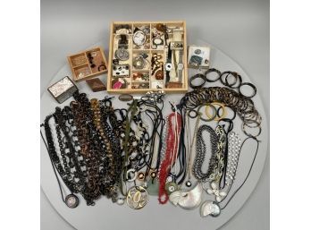 Large Collection Of Costume Jewelry, Miniature Items, Toy Game Pieces And Boxes