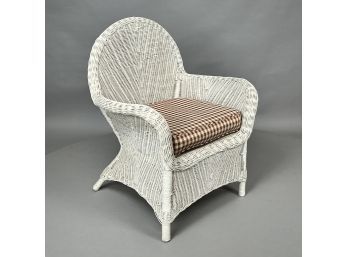 American White Painted Wicker Armchair