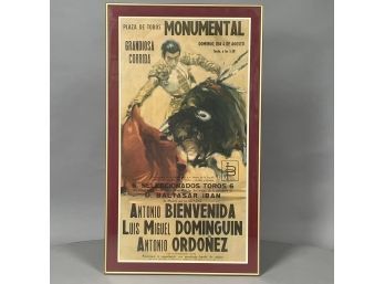 'Plaza De Toros Monumental.' Spanish Bullfighting Poster.