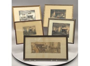 Wallace Nutting (American 1861-41). Five Hand-Tinted Platinotype Pictures, 1900-41