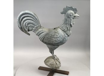 Molded And Cast Zinc Full-Bodied Rooster Weathervane, Nineteenth Century