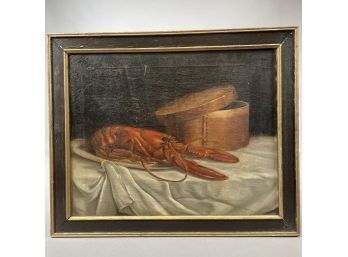 American School. 'Still Life With Lobster And Pantry Box.' Oil On Canvas, Late  Nineteenth Century