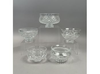 Five Waterford Cut-Glass Party Bowls, Twentieth Century