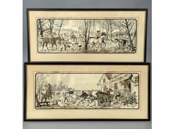 Frantz Charlet (Belgian 1862-1928). Pair Of Humorous Fox Hunting Colored Prints, Early Twentieth Century