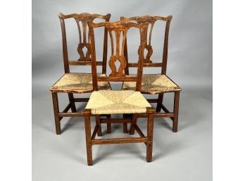 Pair Of New England Chippendale Birch Dining Chairs And A Neary Identical Chair