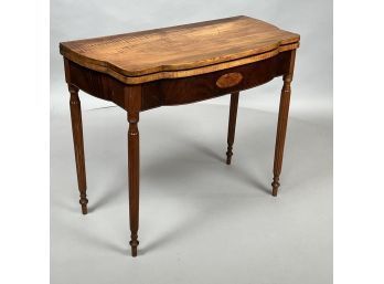 New England Federal Inlaid Mahogany & Tiger Maple Card Table