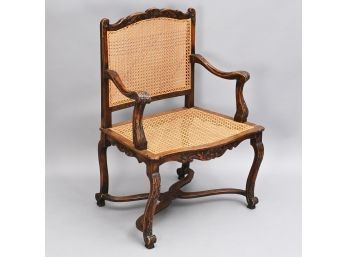 French Louis XV Style Fruitwood Fauteuil