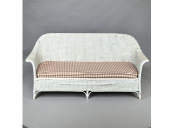 American White Painted Wicker Sofa