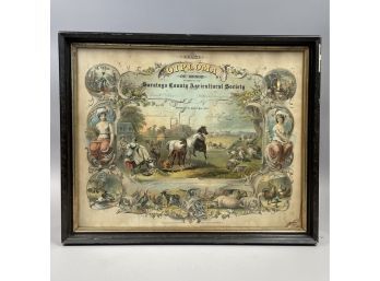 'Grand Diploma Of Honor Awarded By The Saratoga County Agricultural Society,' 1884. Colored Lithograph