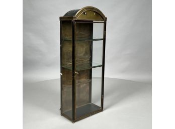 Black Patinated-Metal And Brass Hanging Electrified Display Cabinet, Twentieth Century