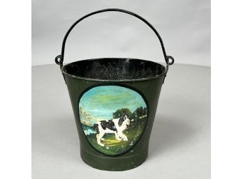 Paint-Decorated Metal Coal Bucket