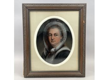 Portrait Depicting Martha Washington. Reverse Painting On Glass, Nineteenth Century