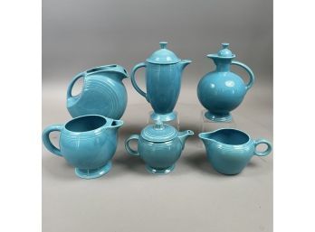 Six Fiestaware 'Turquoise' Serving Vessels, Homer Laughlin China Company, Mid-Twentieth Century