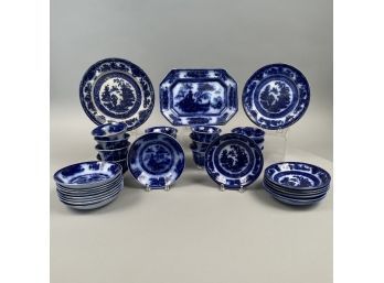 'Temple,' Podmore, Walker & Co., 1834-56 & 'Pelew,' E. Challinor, 1843-62: 2 Groups Of Staffordshire Flow Blue