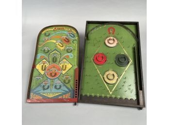 Two American Lithographed Wood & Tin Bagatelle Pinball Games, 1930-60