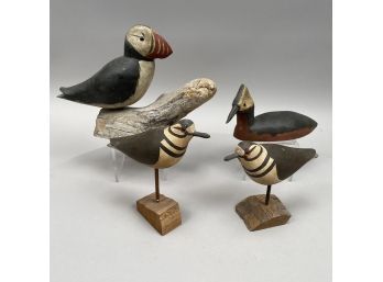 Harry Monk (Whitman, 1916-2010) & William Kirkpatrick (Hudson). Four Massachusetts Carved & Painted Birds